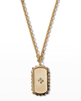 商品Sydney Evan | 14k Yellow Gold Large Scalloped Dog Tag Charm Necklace,商家Neiman Marcus,价格¥11131图片