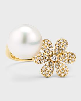 商品Pearls By Shari | 18K Yellow Gold South Sea Pearl and Daisy Flower Pot Ring, Size 6.5,商家Neiman Marcus,价格¥25905图片