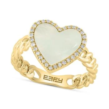 Effy | EFFY® Mother of Pearl & Diamond (1/10 ct. t.w.) Heart Halo Ring in 14k Gold-Plated Sterling Silver,商家Macy's,价格¥2517