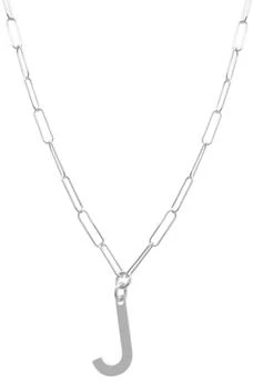 Adornia Initial Necklace with Paperclip Link Chain .925 Sterling Silver