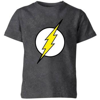 Justice League | Justice League Flash Logo Kids' T-Shirt - Black Acid Wash商品图片,独家减免邮费