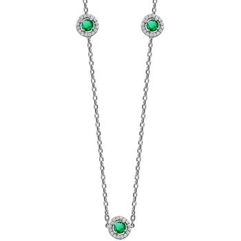 Macy's | Sapphire (7/8 ct. t.w.) & Diamond (1/4 ct. t.w.) Halo 16" Statement Necklace in 14k White Gold (Also in Ruby & Emerald),商家Macy's,价格¥8605