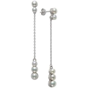 Belle de Mer | Cultured Freshwater Button Pearl (4-6mm) Linear Chain Drop Earrings in Sterling Silver, Created for Macy's 独家减免邮费