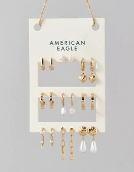 AE | AEO Gold & Pearl Earrings 9-Pack,商家American Eagle,价格¥133