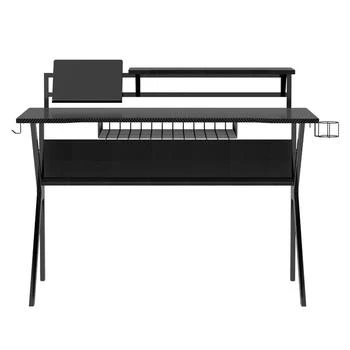 FurnizzeMe | PVC Coated Ergonomic Metal Frame Gaming Desk with K Shape Legs, Black,商家Premium Outlets,价格¥2973