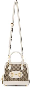 古驰托特包, Gucci | Beige & White Small GG 'Gucci 1955' Horsebit Bag商品图片 