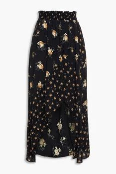 Maje | Shirred floral-print crepe midi skirt,商家THE OUTNET US,价格¥408