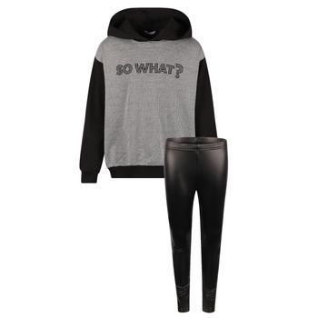 推荐So what leather effect leggings and hoodie set in grey and black商品