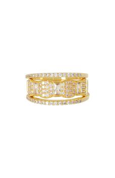 Nordstrom, Nordstrom | 3-Piece Gold-Tone CZ Stacking Ring Set - Size 7商品图片 