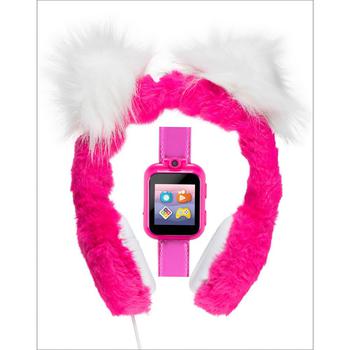 商品Playzoom | Kids Girls Pink Pom Pom Silicone Strap Smartwatch with Headphone Set,商家Macy's,价格¥371图片
