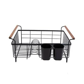 Kitchen Details | Acacia Wood Drying Rack with Draining Tray in Black,商家Macy's,价格¥337