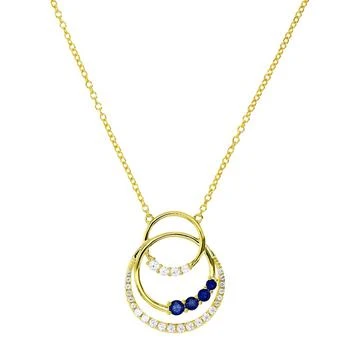 Macy's | Lab-Grown Blue Sapphire (1/3 ct. t.w.) & Lab-Grown White Sapphire (1/2 ct. t.w.) Interlocking Circles 18" Pendant Necklace in 14k Gold-Plated Sterling Silver,商家Macy's,价格¥1190