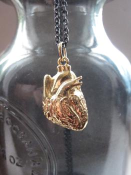 推荐WDTS 925 Silver Anatomical Heart Necklace Gold Plated商品