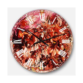 商品Designart | Floral Oversized Round Metal Wall Clock on Wrapped Canvas,商家Macy's,价格¥1014图片