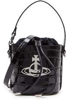 Vivienne Westwood | Daisy small black leather bucket bag商品图片,