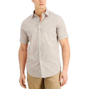 推荐Tasso Elba Mens Geo Petal Printed Cotton Button-Down Shirt商品
