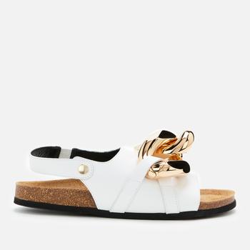 推荐JW Anderson Women's Chain Leather Flat Sandals - White商品