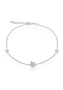 小银瓶, simona | Lab Created Sterling Silver Small Shiny with Center CZ Star Anklet商品图片 