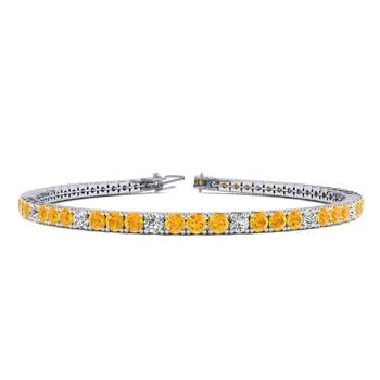 SSELECTS | 5 Carat Citrine And Diamond Graduated Tennis Bracelet In 14 Karat White Gold, 9 Inches,商家Premium Outlets,价格¥15418