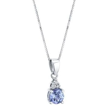 Macy's | Tanzanite (5/8 ct. t.w.) & Diamond Accent 18" Pendant Necklace in 14k White Gold,商家Macy's,价格¥4974