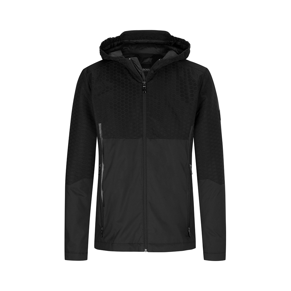 男装essentials棉服, Hugo Boss | BOSS BLACK 男士黑色绗缝饰肩部饰有印花超纤维连帽二合一棉服夹克 JBergmann-50461080-001商品图片 独家减免邮费