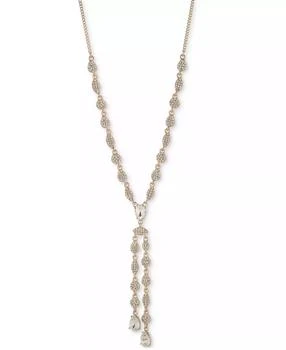 Givenchy | Gold-Tone Pavé Cluster & Pear-Shape Crystal Lariat Necklace, 16" + 3" extender,商家Macy's,价格¥227