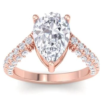 5 Carat Pear Shape Lab Grown Diamond Curved Engagement Ring In 14k Rose Gold (g-h, Vs2)
