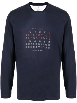 Brunello Cucinelli | BRUNELLO CUCINELLI 男士深蓝色长袖T恤 M0T618730-CJM32商品图片,独家减免邮费
