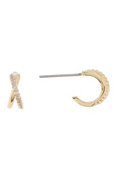 Nordstrom, Nordstrom | Gold or Silver-Tone Pave CZ Twist Huggie Hoop Earrings商品图片 