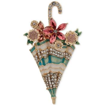 Anne Klein | Gold-Tone Crystal & Stone Flower Umbrella Pin,商家Macy's,价格¥209