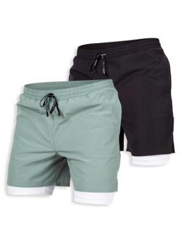 推荐2-Pack Solid Layered Track Shorts商品