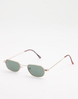 ASOS | ASOS DESIGN mini square sunglasses in gold metal商品图片,5.6折×额外9.5折, 额外九五折