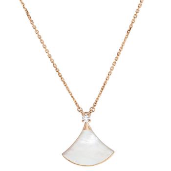 bvlgari项链, [二手商品] BVLGARI | Bvlgari Divas' Dream Mother of Pearl Diamond 18K Rose Gold Pendant Necklace商品图片 8.4折