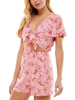 推荐Juniors Womens Floral Cut-Out Romper商品