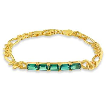 Mimi & Max | 2 1/4 CT TGW Created Emerald Birthstone Link Bracelet in Yellow Plated Sterling Silver,商家Premium Outlets,价格¥806