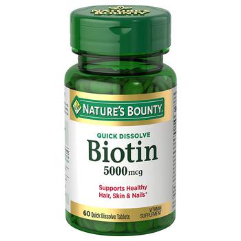 商品Nature's Bounty | Biotin Quick Dissolve Tablets, 5000 mcg Strawberry,商家Walgreens,价格¥71图片