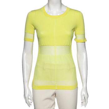 lv女装, [二手商品] Louis Vuitton | Louis Vuitton Yellow Cotton Knit Round Neck T-Shirt M商品图片 3.3折