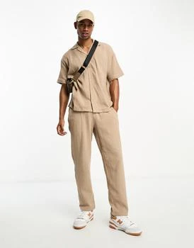 推荐Jack & Jones loose fit trouser co-ord with waffle texture in sand商品