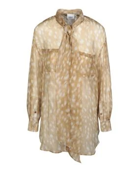 Burberry | Tied Deer-Printed Silk Blouse 5.1折×额外9折, 额外九折