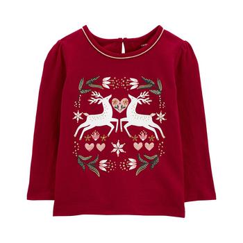 Carter's | Toddler Boys Christmas Reindeer Jersey T-shirt商品图片,