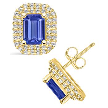 商品Macy's | Tanzanite (2 Ct. t.w.) and Diamond (3/4 Ct. t.w.) Halo Stud Earrings,商家Macy's,价格¥44521图片