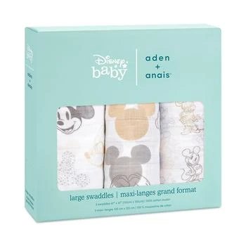 aden + anais | Baby Boys or Baby Girls Disney Mickey Mouse Muslin Swaddles, Pack of 3,商家Macy's,价格¥383