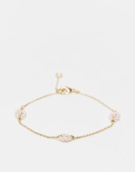 商品& Other Stories flower pearl bracelet in gold图片