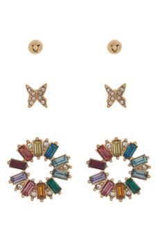 Loren Olivia, Loren Olivia | Ball, Butterfly & Rainbow Circle Stud Earrings Set商品图片 1.9折