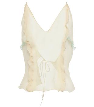 商品Fendi | Sheer ruffled silk chiffon top,商家MyTheresa,价格¥5429图片