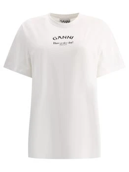 Ganni | Ganni Logo-Printed Crewneck T-Shirt,商家Cettire,价格¥556