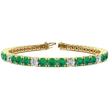 SSELECTS | 11 Carat Emerald And Diamond Alternating Tennis Bracelet In 14 Karat Yellow Gold, 7 Inches,商家Premium Outlets,价格¥40279