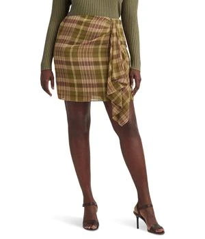 Ralph Lauren | Plus Size Plaid Ruffle-Trim Georgette Skirt 4.7折
