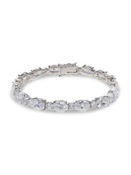 商品Kenneth Jay Lane | Look Of Real Rhodium-Plated & Crystal Channel Bracelet,商家Saks OFF 5TH,价格¥530图片