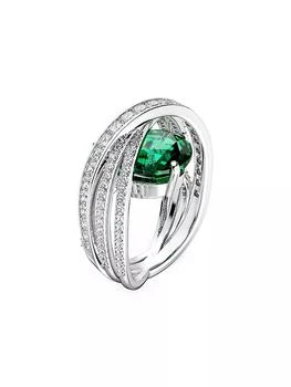Swarovski | Hyperbola Rhodium-Plated & Swarovski Crystal 4-Band Cocktail Ring,商家Saks Fifth Avenue,价格¥1844